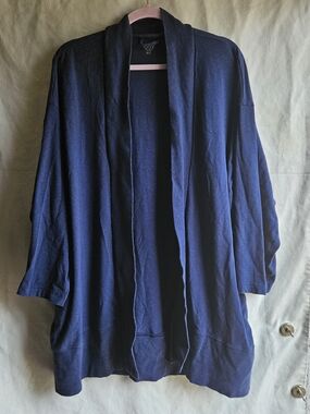 Love By Gap Open Front Lounge Cardigan 3/4 Sleeve Pockets Women's M/L Navy Blue